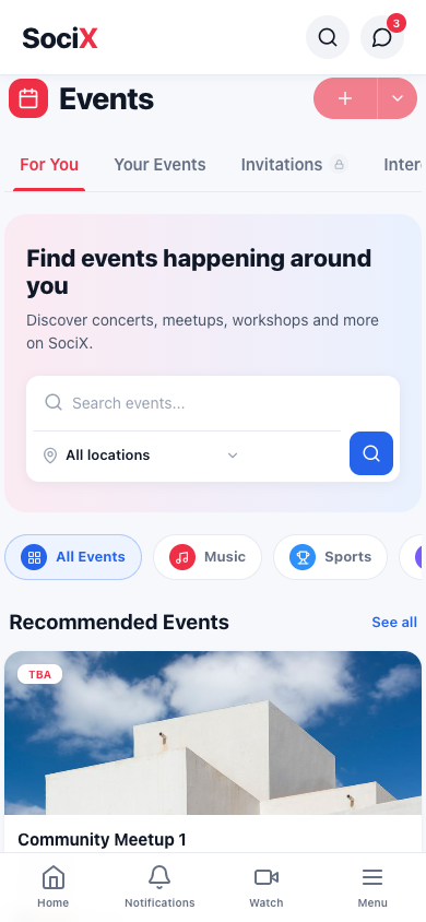 SociX Events (mobile)