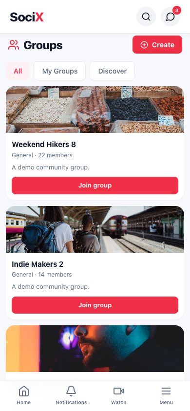 SociX Groups (mobile)
