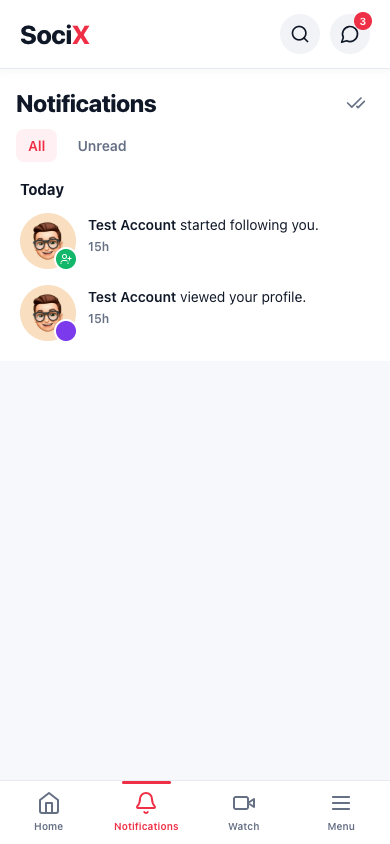 SociX Notifications (mobile)