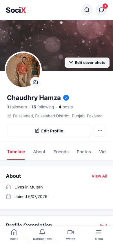 SociX Profile (mobile)